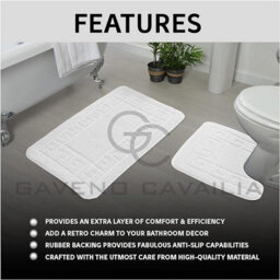 Gc Gaveno Cavailia Grecian Grace 2 Piece Non Slip Bath Mat Set White Quick Dry Water Absorbent Bathroom Shower Mat & Pedestal Set - thumbnail 4