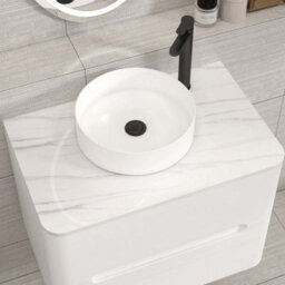 Royal Bathrooms Venice 700mm Gloss White Wall Mounted Vanity Unit 2 Drawer With Carrara White Undrilled Worktop & Without Basin - thumbnail 6