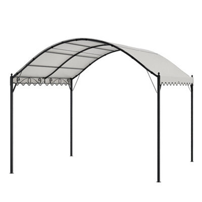 Breeins Beige Outdoor Garden Metal Arched Pergola With Canopy 10X10Ft