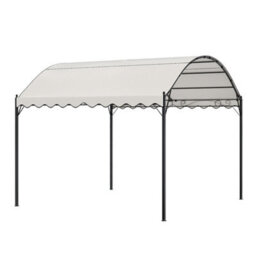 Breeins Beige Outdoor Garden Metal Arched Pergola With Canopy 10X10Ft - thumbnail 3