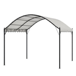 Breeins Beige Outdoor Garden Metal Arched Pergola With Canopy 10X10Ft - thumbnail 1