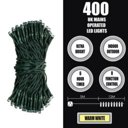 Christmas Lights 400 Led 12M Xmas Tree Lights Fairy Lights Warm White - thumbnail 2
