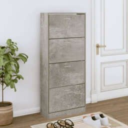 Berkfield Shoe Cabinet Concrete Grey 63X24X147 Cm Engineered Wood - thumbnail 1