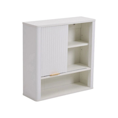 Wall Mounted Bathroom Storage Cabinet With Wave Sliding Door Toilet Cupboard - image 1