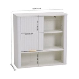 Wall Mounted Bathroom Storage Cabinet With Wave Sliding Door Toilet Cupboard - thumbnail 2