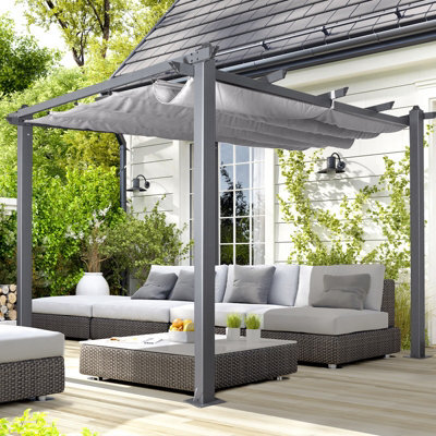 OSeasons Acorn Aluminium 3M Square Pergola Gazebo In Grey - image 1
