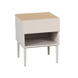 Sweeek - Bedside Table Metal With Wood Decor 1 Drawer 1 Niche Beige And Natural  - Ashton - thumbnail 2
