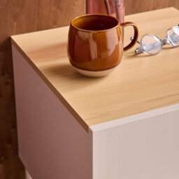 Sweeek - Bedside Table Metal With Wood Decor 1 Drawer 1 Niche Beige And Natural  - Ashton - thumbnail 6