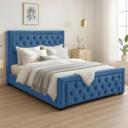 Naples Blue Upholstered Chesterfield Single Bed Frame, Modern Luxury Floor-Standing Headboard & Footboard - thumbnail 2