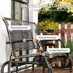 Outsunny 3-Seat Glider Rocking Chair For 3 People Garden Bench Grey - thumbnail 8