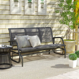 Outsunny 3-Seat Glider Rocking Chair For 3 People Garden Bench Grey - thumbnail 9