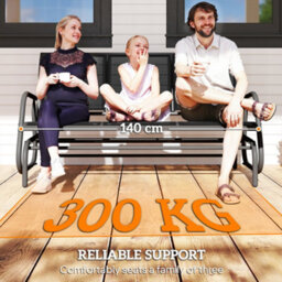 Outsunny 3-Seat Glider Rocking Chair For 3 People Garden Bench Grey - thumbnail 7