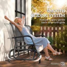 Outsunny 3-Seat Glider Rocking Chair For 3 People Garden Bench Grey - thumbnail 4