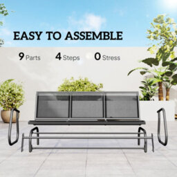 Outsunny 3-Seat Glider Rocking Chair For 3 People Garden Bench Grey - thumbnail 5