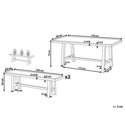Beliani Garden Dining Set 6 Seater Scania Acacia Wood White - thumbnail 3
