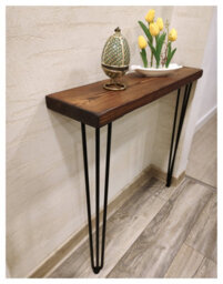 Moderix Rustic Console Table 225mm Hairpin 3R 1016mm Dark Oak Length Of 90Cm - thumbnail 2