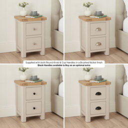 The Furniture Market Marbury Putty Grey Painted Slim 2 Drawer Bedside Table Narrow Nightstand For Small Spaces Solid Wood Brushed Nickel Handles - thumbnail 5