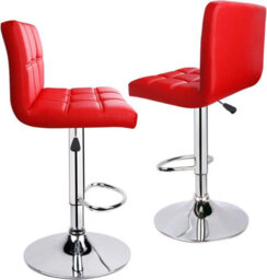 Set Of 3 Red Modena Faux Leather Swivel Bar Stools With Chrome Base For Kitchen Island Breakfast Bar - thumbnail 9