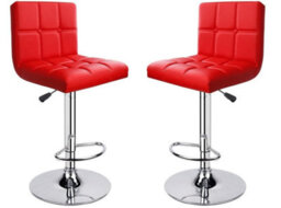 Set Of 3 Red Modena Faux Leather Swivel Bar Stools With Chrome Base For Kitchen Island Breakfast Bar - thumbnail 4
