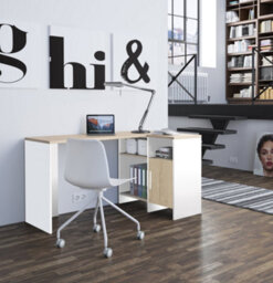 Diagone Chestnut & White Corner Desk - thumbnail 1