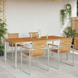 Berkfield Outdoor Dining Table Brown 200 X 90 X 75 Cm Solid Acacia Wood - thumbnail 4