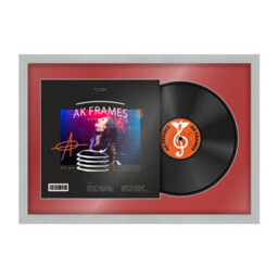 "AK Frames 25X17"" Light Grey Classic Vinyl Record Frame With Crimson Mount For 12 Inch Lp Cover & Disc - Overlapped Design"