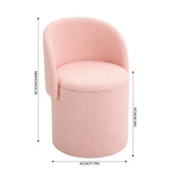 Pink Storage Stool Round Vanity Chair With Backrest For Bedroom Makeup - thumbnail 2