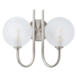 Valuelights Elle Brushed Chrome 2 Way Ip44 Bathroom Glass Shade Wall Light - thumbnail 5