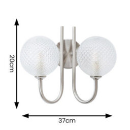 Valuelights Elle Brushed Chrome 2 Way Ip44 Bathroom Glass Shade Wall Light - thumbnail 6