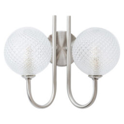 Valuelights Elle Brushed Chrome 2 Way Ip44 Bathroom Glass Shade Wall Light