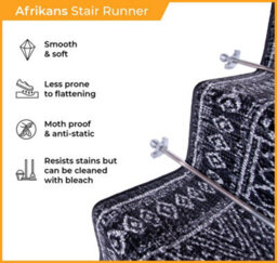 Afrikans Stair Runner - Soft & Durable Carpet Runner For Stairs & Staircases, Multiple Lengths - thumbnail 3