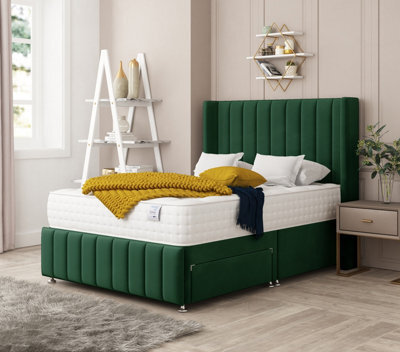 Bed Choices Brisbane Plush Velvet Divan Bed With Mattress, Headboard & 2 Storage Drawers - Small Double - image 1