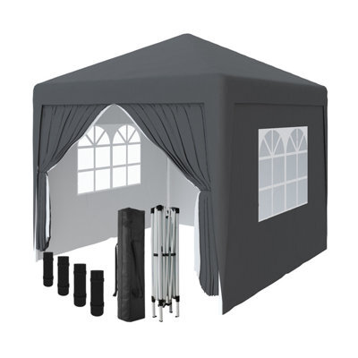 Sundaze Garden Pop Up Gazebo Party Tent Camping Marquee Canopy With 4 Sidewalls Carrying Bag Anthracite 2.5X2.5M - image 1