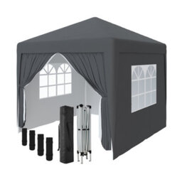 Sundaze Garden Pop Up Gazebo Party Tent Camping Marquee Canopy With 4 Sidewalls Carrying Bag Anthracite 2.5X2.5M