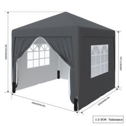 Sundaze Garden Pop Up Gazebo Party Tent Camping Marquee Canopy With 4 Sidewalls Carrying Bag Anthracite 2.5X2.5M - thumbnail 2