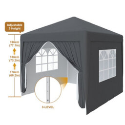 Sundaze Garden Pop Up Gazebo Party Tent Camping Marquee Canopy With 4 Sidewalls Carrying Bag Anthracite 2.5X2.5M - thumbnail 3