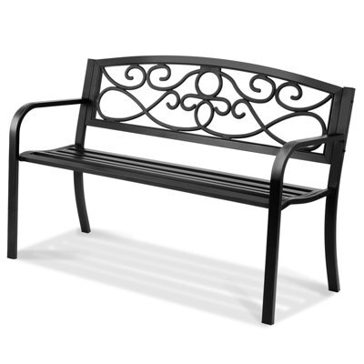 "Vevor Outdoor Bench 50"" Metal Garden Bench 550Lbs Cap W/backrest Armrests Patio Bench For Park" - image 1