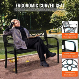 "Vevor Outdoor Bench 50"" Metal Garden Bench 550Lbs Cap W/backrest Armrests Patio Bench For Park" - thumbnail 4