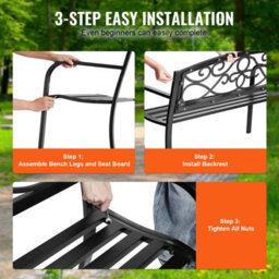 "Vevor Outdoor Bench 50"" Metal Garden Bench 550Lbs Cap W/backrest Armrests Patio Bench For Park" - thumbnail 5