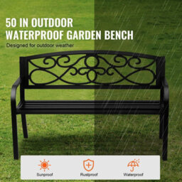"Vevor Outdoor Bench 50"" Metal Garden Bench 550Lbs Cap W/backrest Armrests Patio Bench For Park" - thumbnail 2