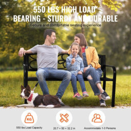 "Vevor Outdoor Bench 50"" Metal Garden Bench 550Lbs Cap W/backrest Armrests Patio Bench For Park" - thumbnail 3