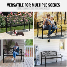"Vevor Outdoor Bench 50"" Metal Garden Bench 550Lbs Cap W/backrest Armrests Patio Bench For Park" - thumbnail 6