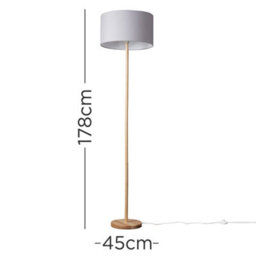 Valuelights Heather Modern Scandi Floor Lamp In Light Wooden Finish With Cool Grey Drum Shade - thumbnail 5
