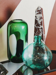 Orsina Blue Recycled Glass Vase, Minimalist Small Flower Vase, Decorative Glass Vase, Flower Vase For Home - thumbnail 2