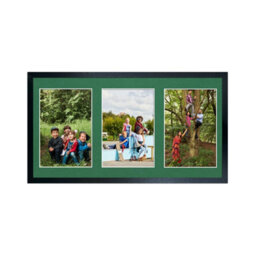 AK Frames 40X20Cm Black Sleek Multi Photo Frame With Emerald Mount - Holds 3 Apertures (3X) 6X4 Photos