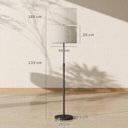 Black Floor Lamp With Remote And Foot Switch, Standing Lamp With Linen Shade - thumbnail 2