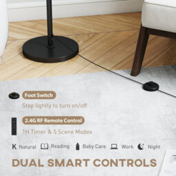 Black Floor Lamp With Remote And Foot Switch, Standing Lamp With Linen Shade - thumbnail 4