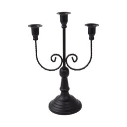 Living And Home 2 Pack Black 3 Arm Vintage Candelabra Iron Candle Holders For Taper Candles Wedding Table Centerpiece - thumbnail 5