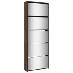 Vidaxl Shoe Cabinet With Mirror 5-Layer Brown Oak 63X17X169.5 Cm - thumbnail 2