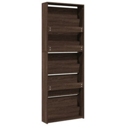 Vidaxl Shoe Cabinet With Mirror 5-Layer Brown Oak 63X17X169.5 Cm - thumbnail 9